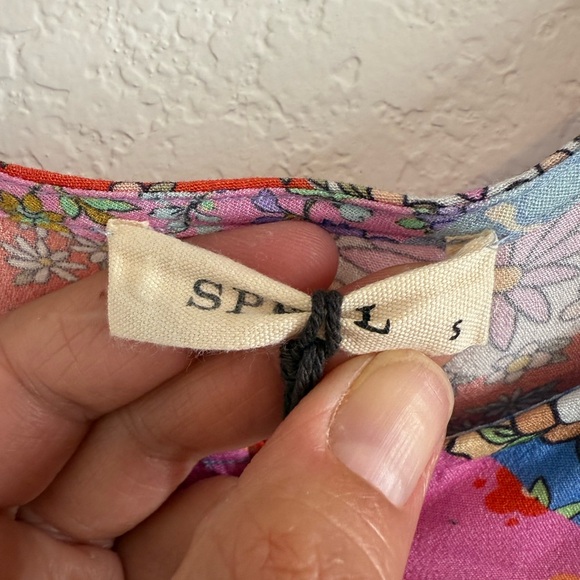 NWT SPELL Cha Cha Boho Patchwork Print Peasant Midi Dress in Multi Sz Small - Picture 7 of 16